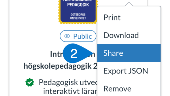Klicka på den vertikala menyn och välj share